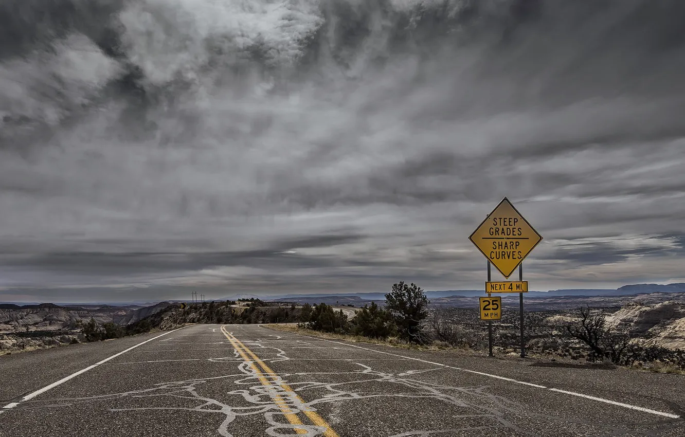Photo wallpaper road, the sky, sign