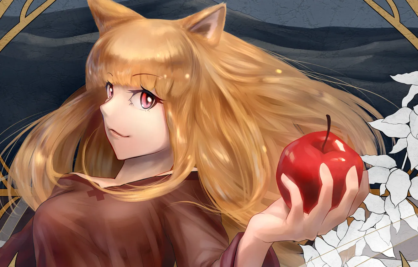 Photo wallpaper girl, Apple, ears, Spice and Wolf, Holo, Spice And Wolf
