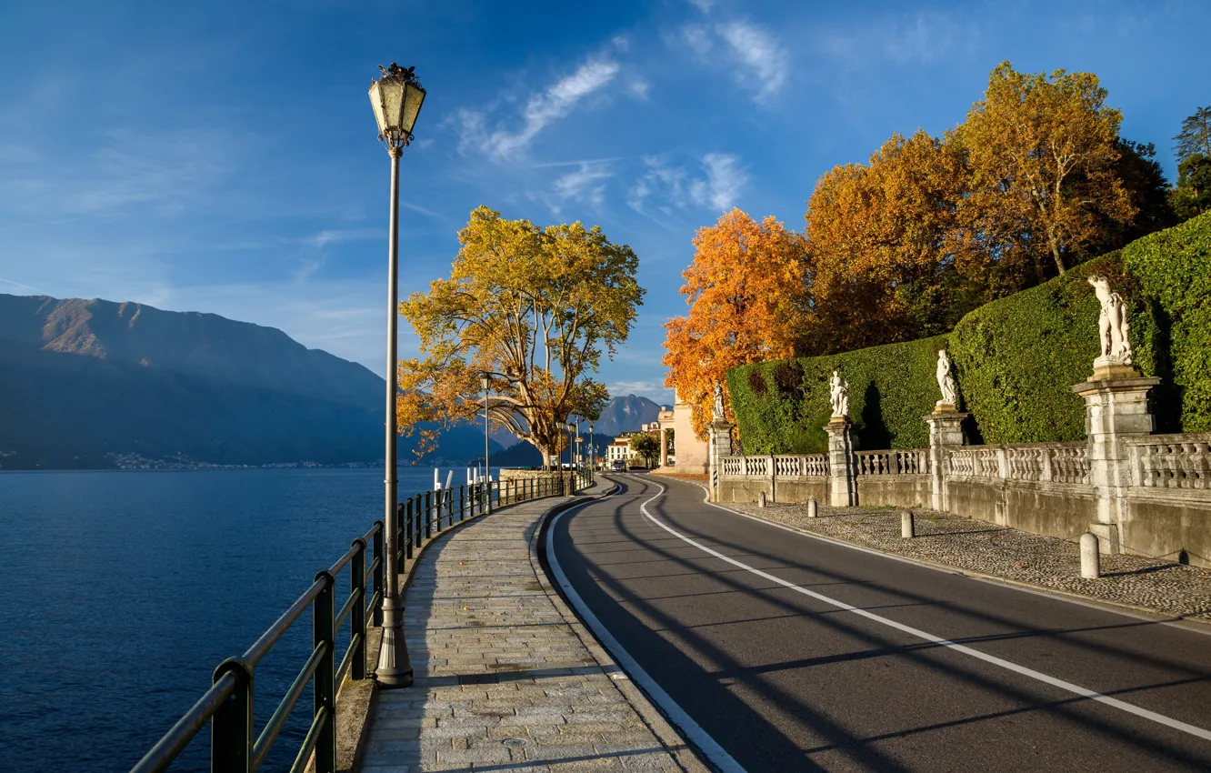 Photo wallpaper street, Villa, Italy, lake Como, stanua, Tremezzo