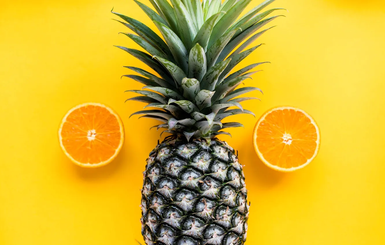 Photo wallpaper background, orange, pineapple