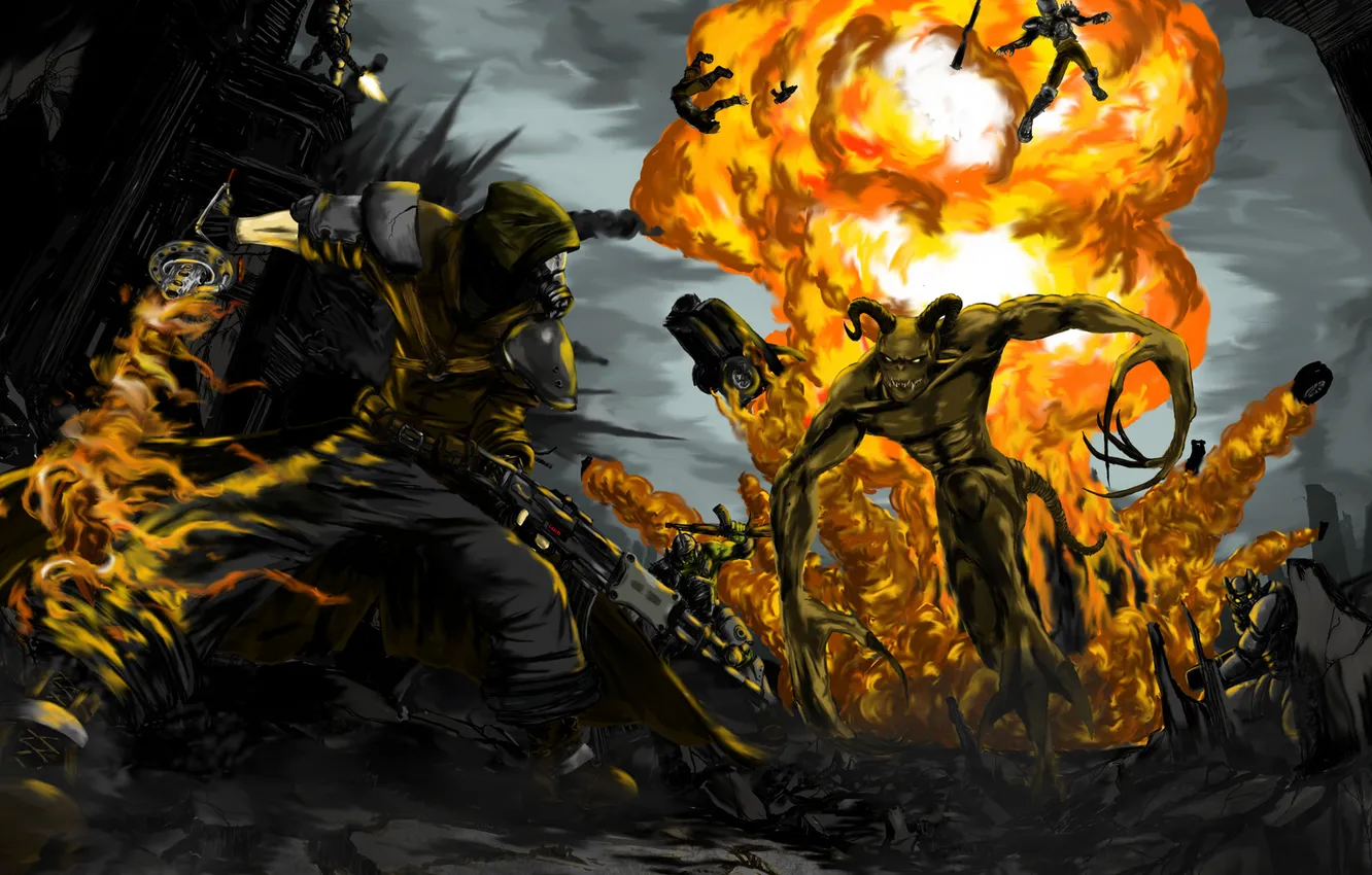 Photo wallpaper battle, fallout, the death claw