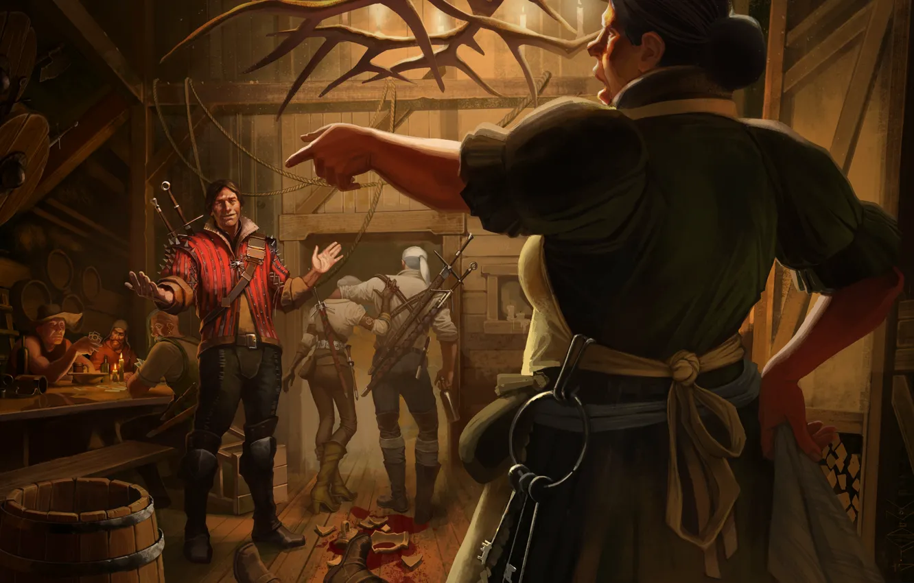 Photo wallpaper girl, male, art, Witcher, CD Projekt RED, The Witcher 3: Wild Hunt, Geralt, Geralt of …