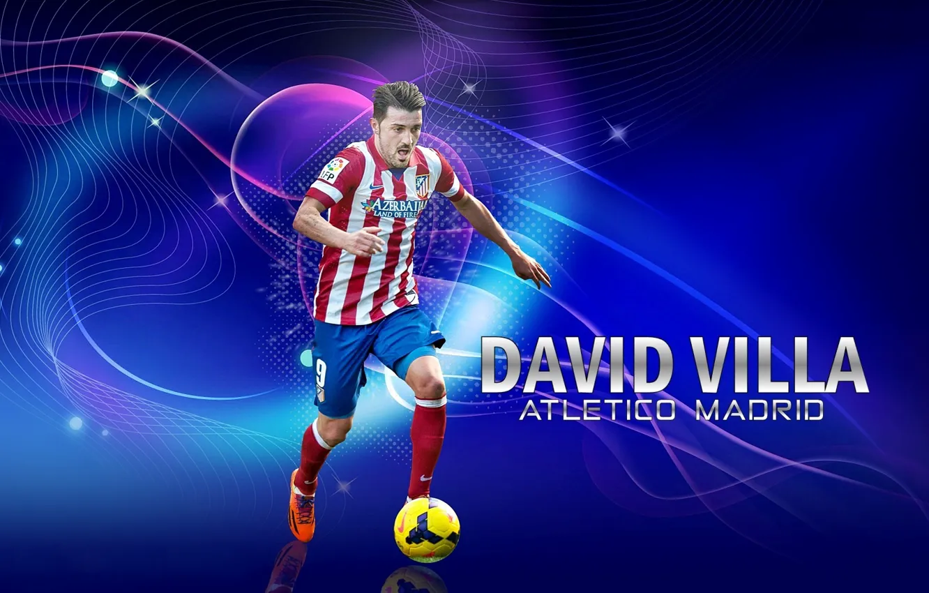 Photo wallpaper sport, football, Spain, David Villa, player, Atletico Madrid