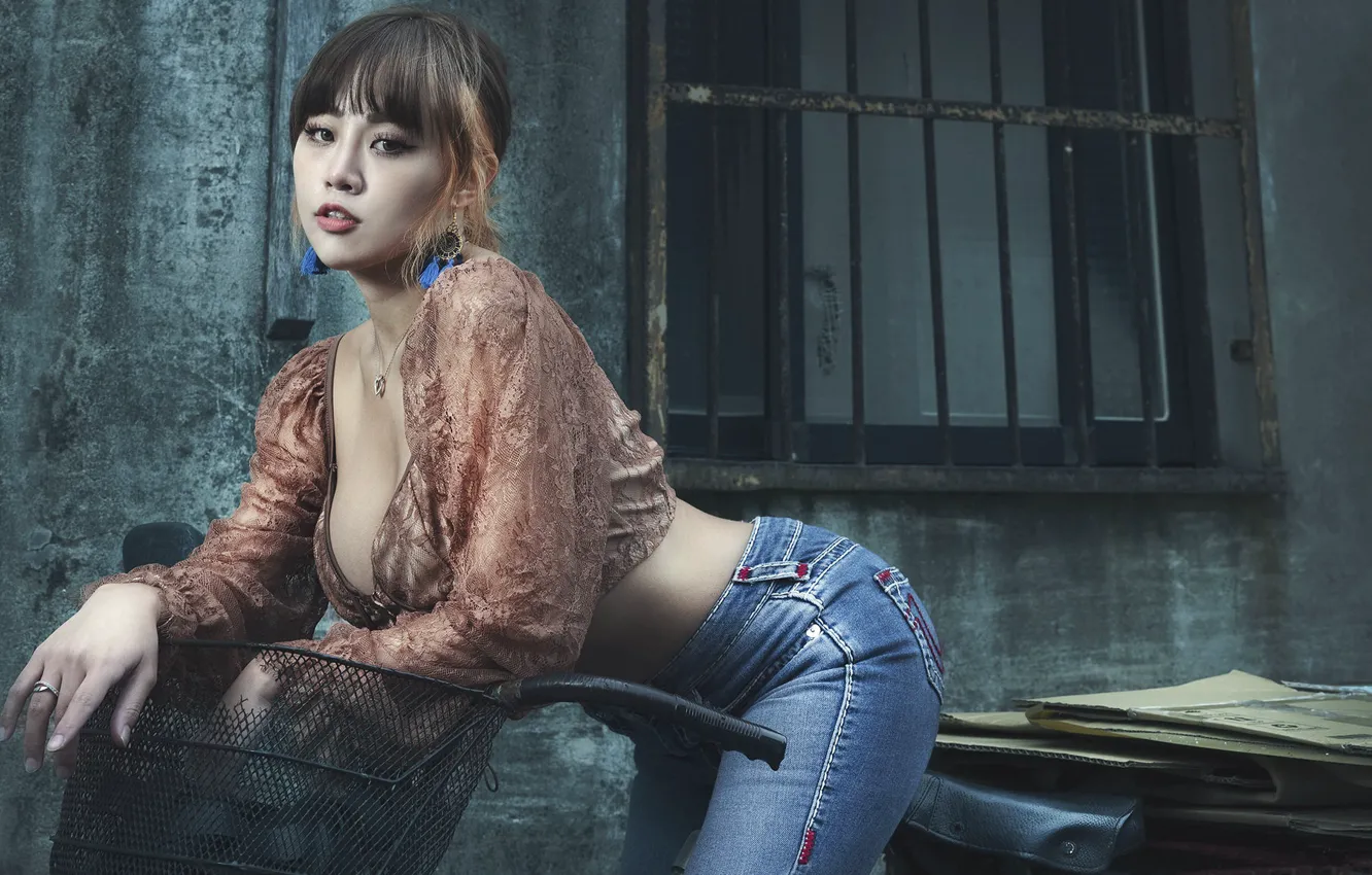 Photo wallpaper girl, background, Asian