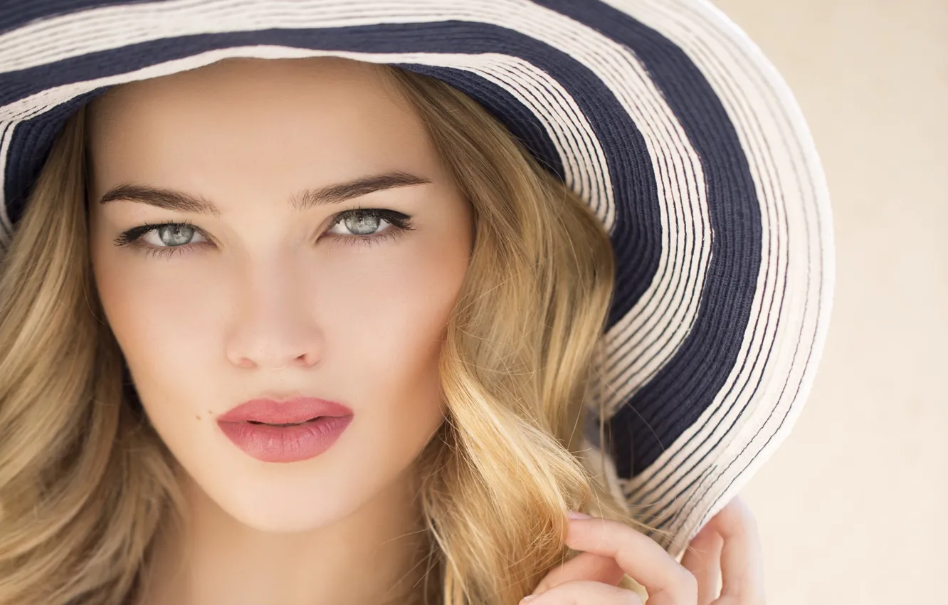 Photo wallpaper summer, girl, hair, portrait, hat, sponge, beautiful