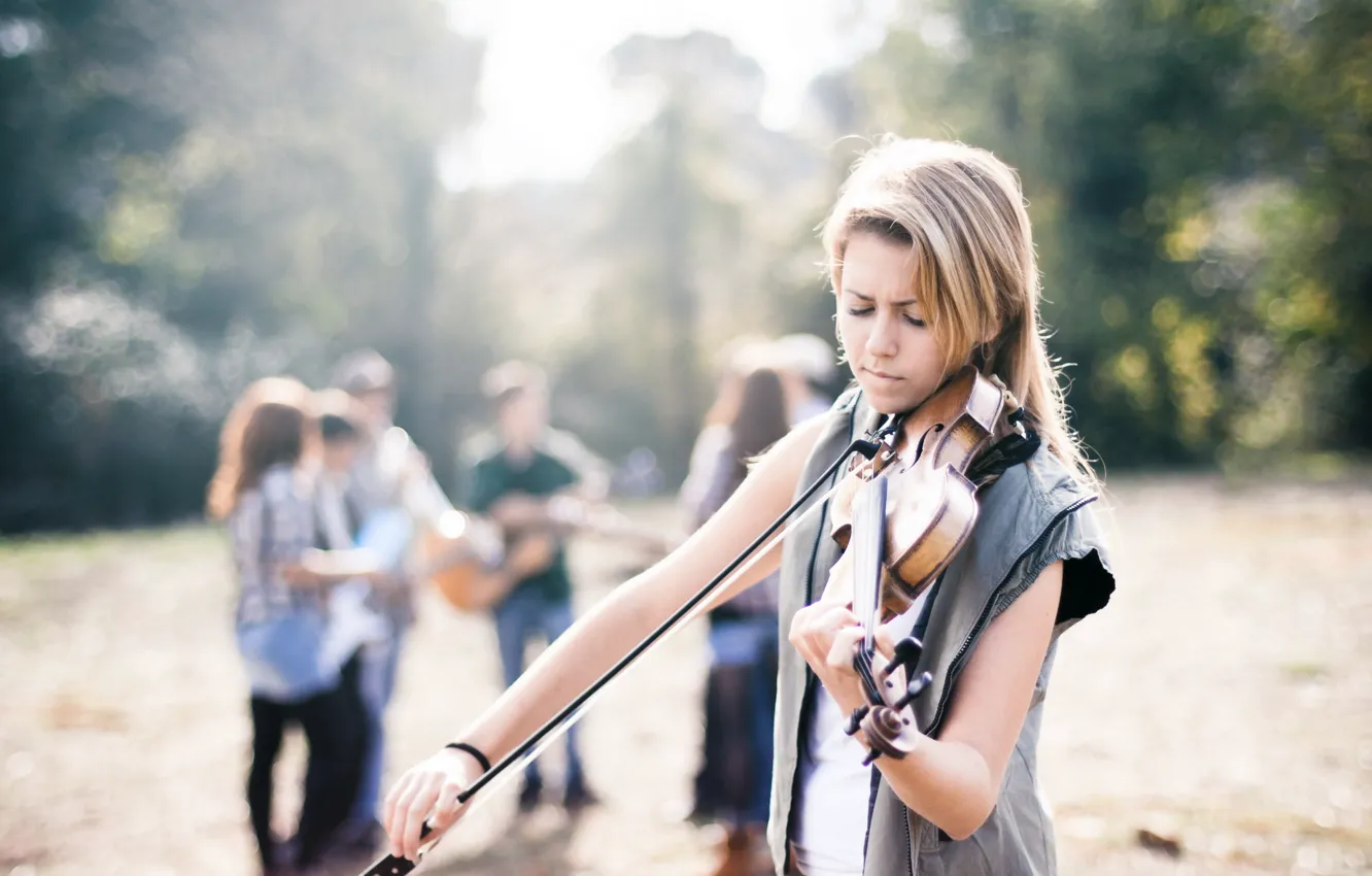 Photo wallpaper girl, music, violin