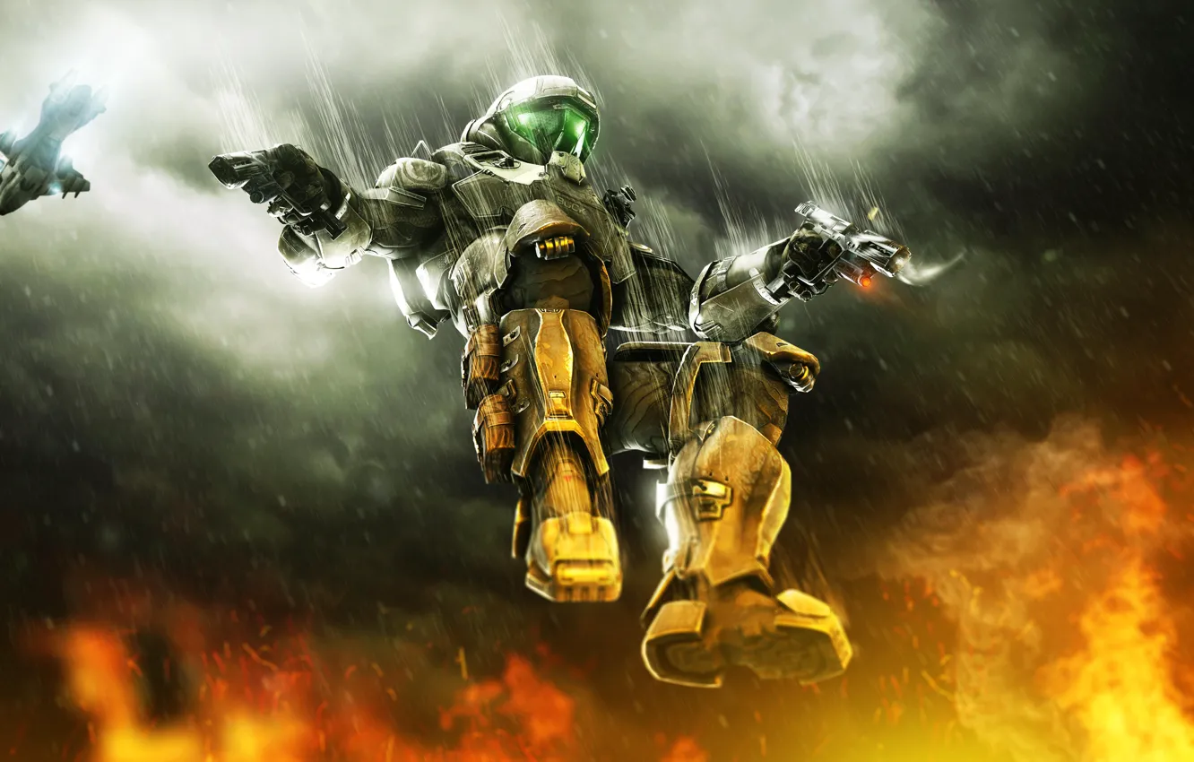 Photo wallpaper gun, pistol, Halo, game, halo 3, soldier, weapon, suit