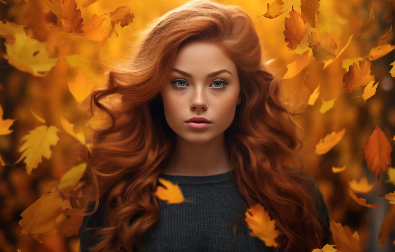 Photo wallpaper look, girl, face, portrait, AI art, neural network