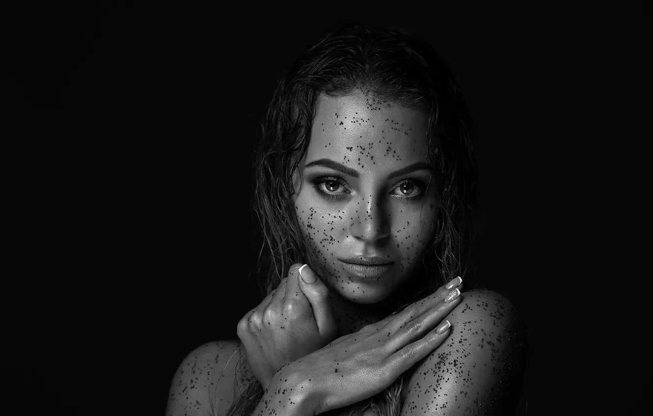 Photo wallpaper portrait, monochrome, Kamile, Liutauras Paskevicius