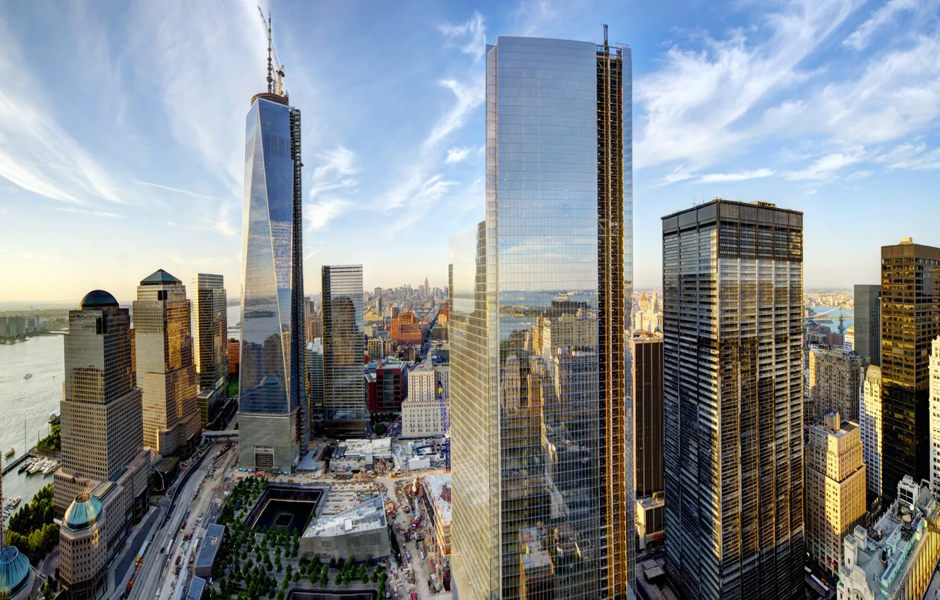 Photo wallpaper the sky, clouds, the city, building, home, New York, skyscrapers, panorama