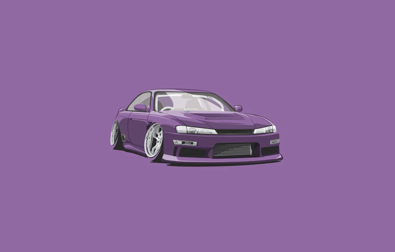 Photo wallpaper car, S15, Silvia, Nissan, purple, Minimalistic