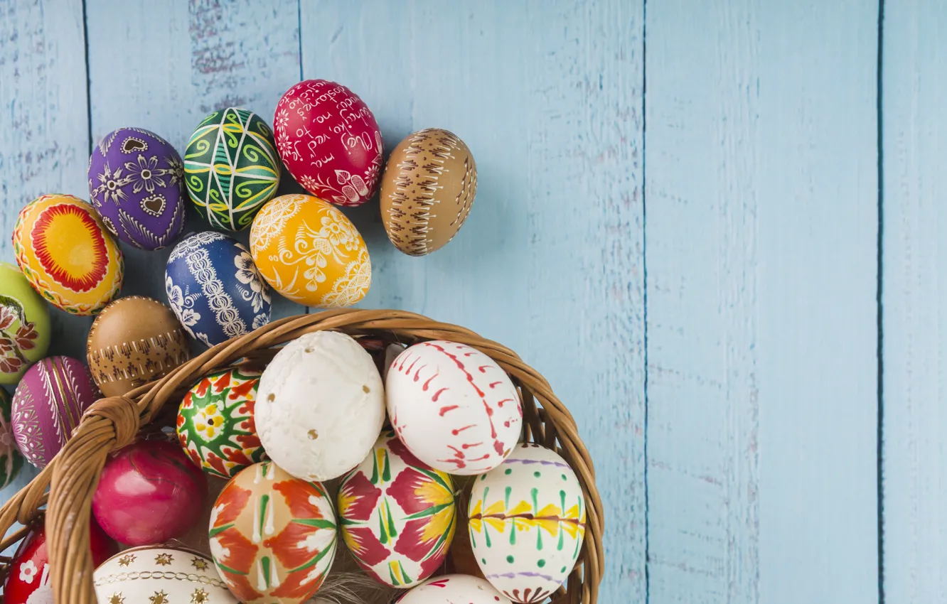 Photo wallpaper Easter, Eggs, Basket, Holiday