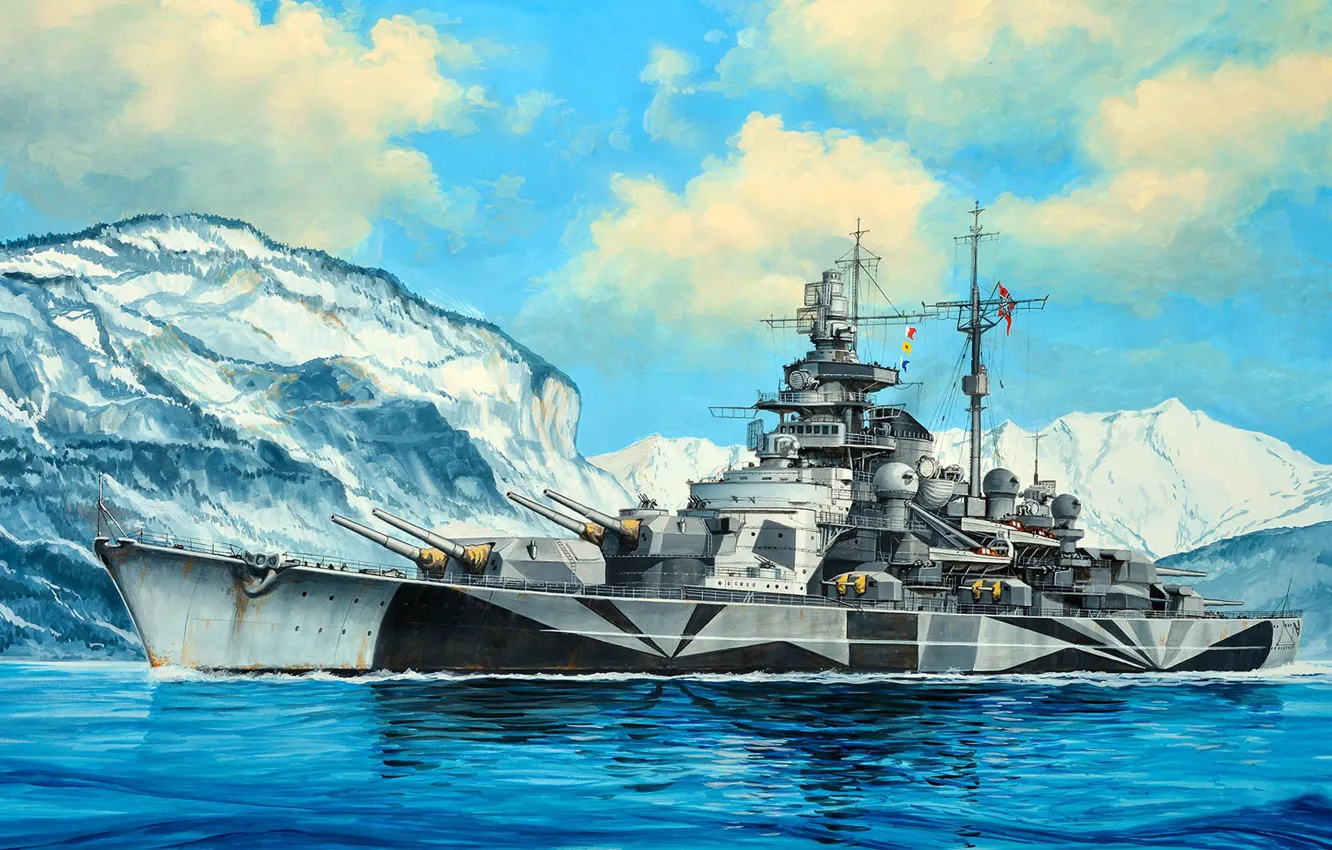 Photo wallpaper Tirpitz, Tirpitz, Kriegsmarine, heavy artillery plumbtree, the second type of battleship "Bismarck»