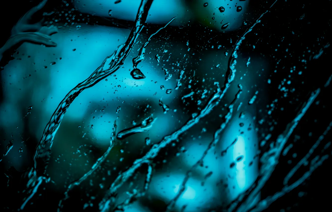 Photo wallpaper NATHAN MULLET, water droplets on glass panel, Water on the window