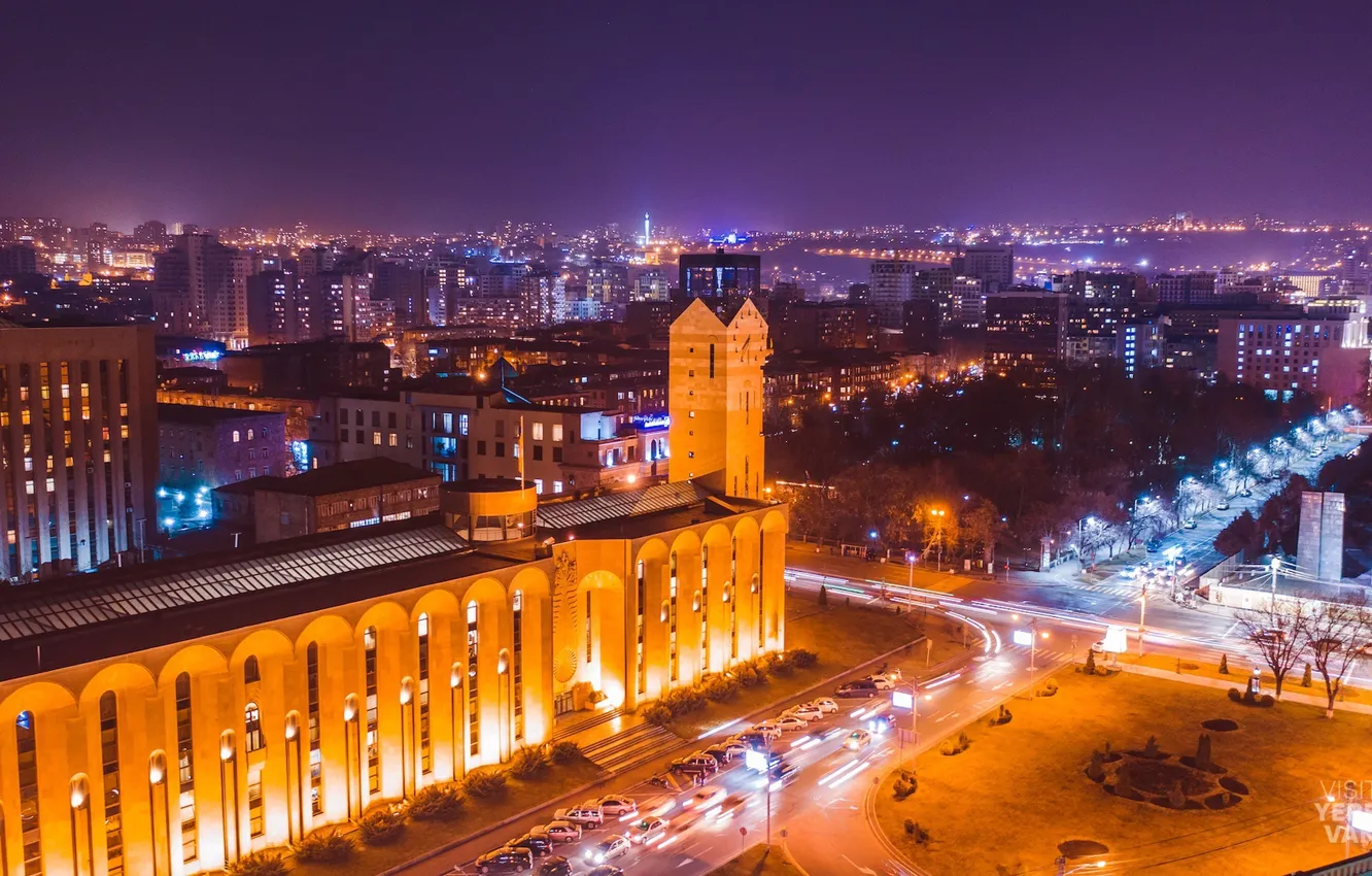Photo wallpaper Armenia, Armenia, Yerevan, Yerevan, NightCity