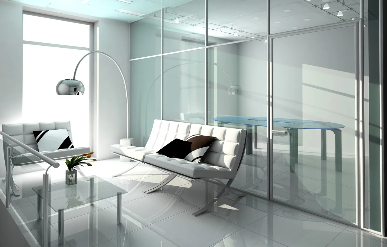 Photo wallpaper table, room, sofa, window, Negotiations