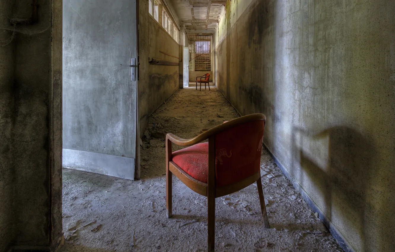 Photo wallpaper chairs, door, corridor