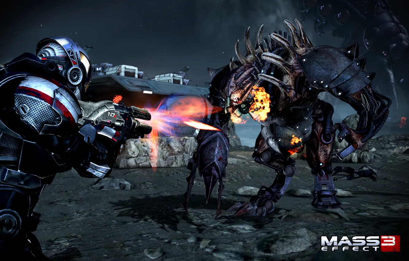 Photo wallpaper battle, shepard, thing, mass effect 3, Shepard, Reaper