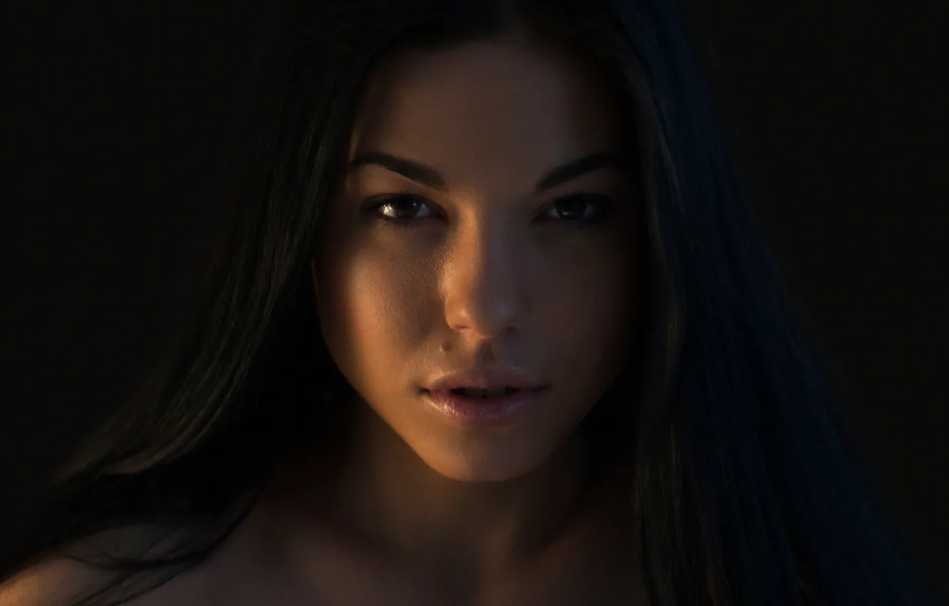 Photo wallpaper look, girl, macro, face, sweetheart, model, portrait, brunette