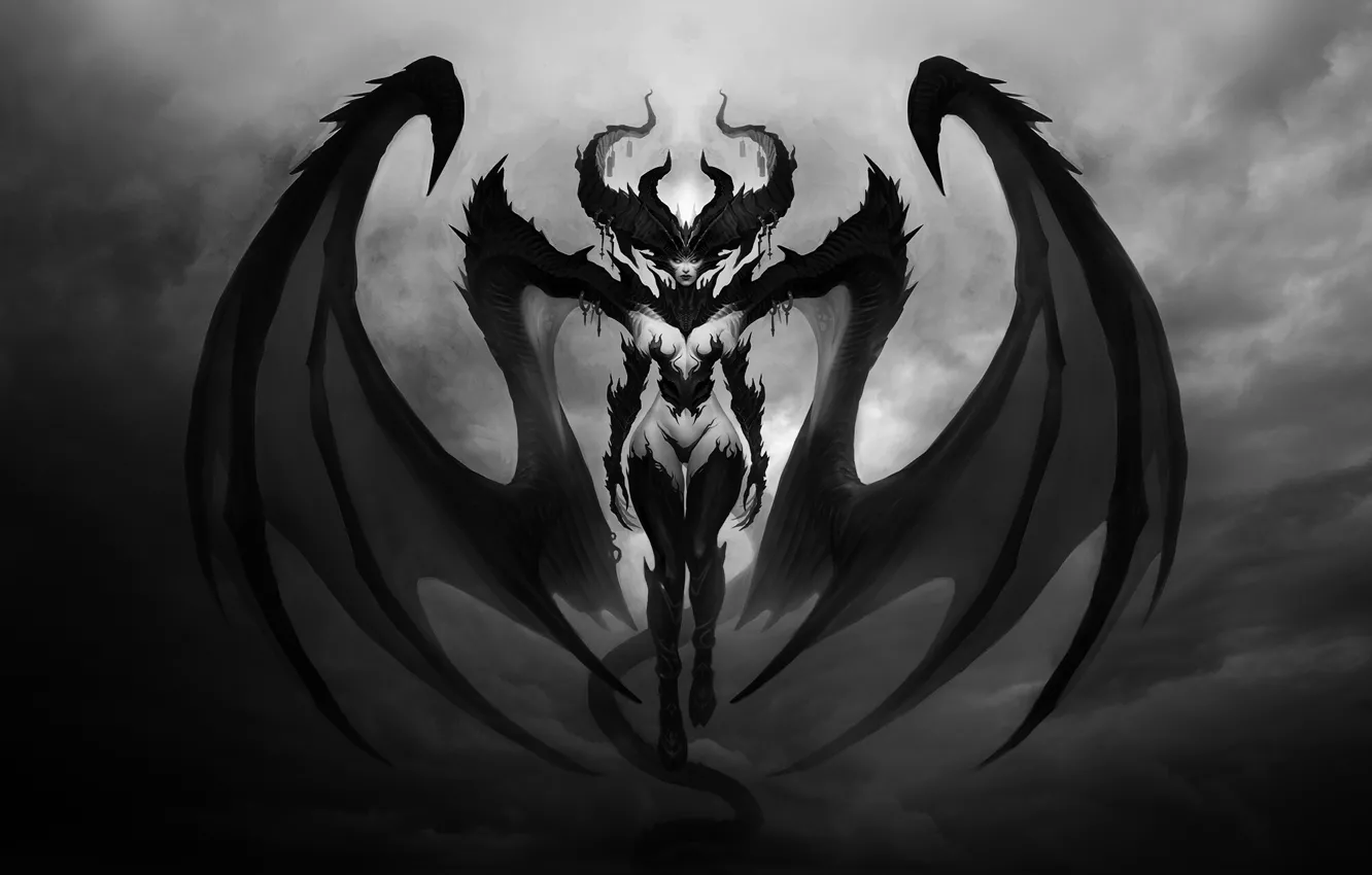 Photo wallpaper fiction, horns, fantasy, game, Blizzard, diablo, art, characters