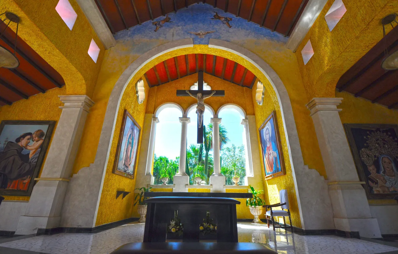 Photo wallpaper Mexico, the hotel, chapel, the crucifixion, Grand Palladium Riviera Resort