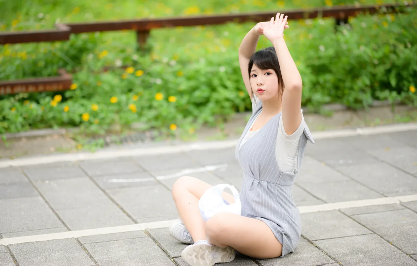 Photo wallpaper look, pose, model, portrait, makeup, Mike, figure, brunette