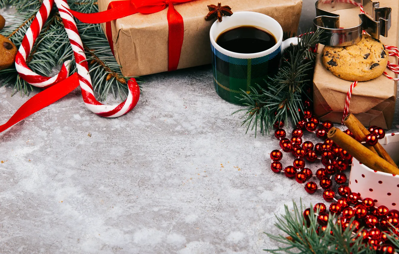 Photo wallpaper decoration, gift, new year, cookies, Christmas, Christmas, New Year, gift