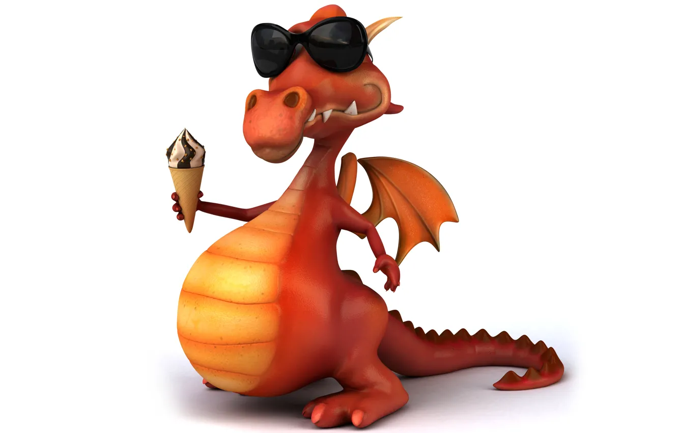 Photo wallpaper dragon, funny, ice cream, Character