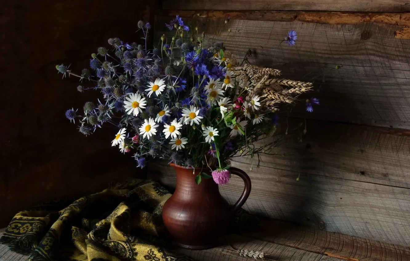 Photo wallpaper flowers, background, vase