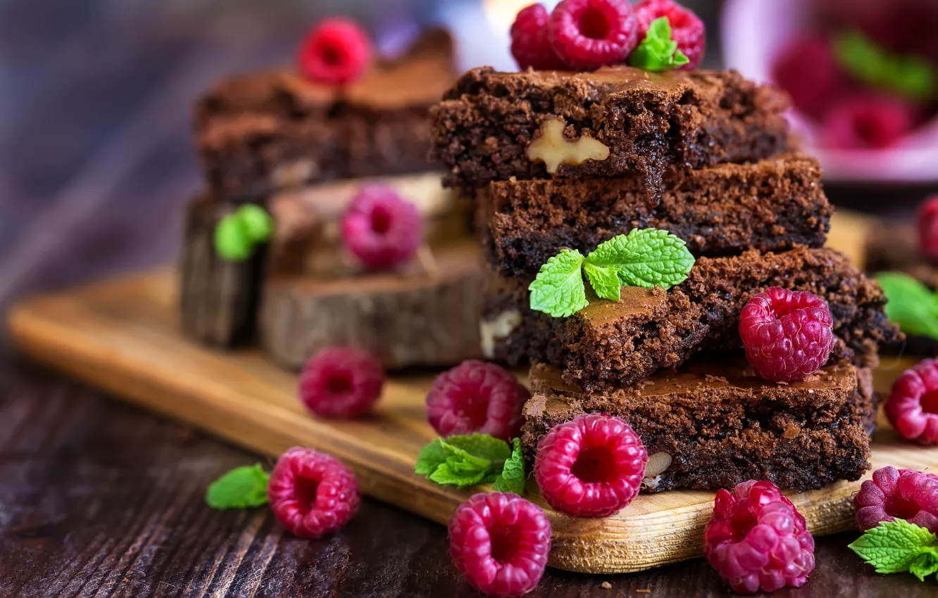 Photo wallpaper berries, raspberry, cake, dessert, cakes