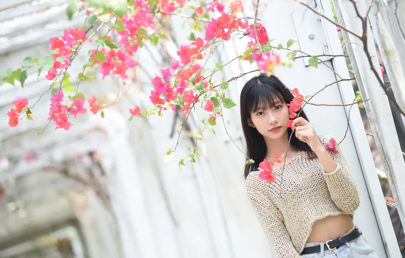 Photo wallpaper girl, spring, Asian