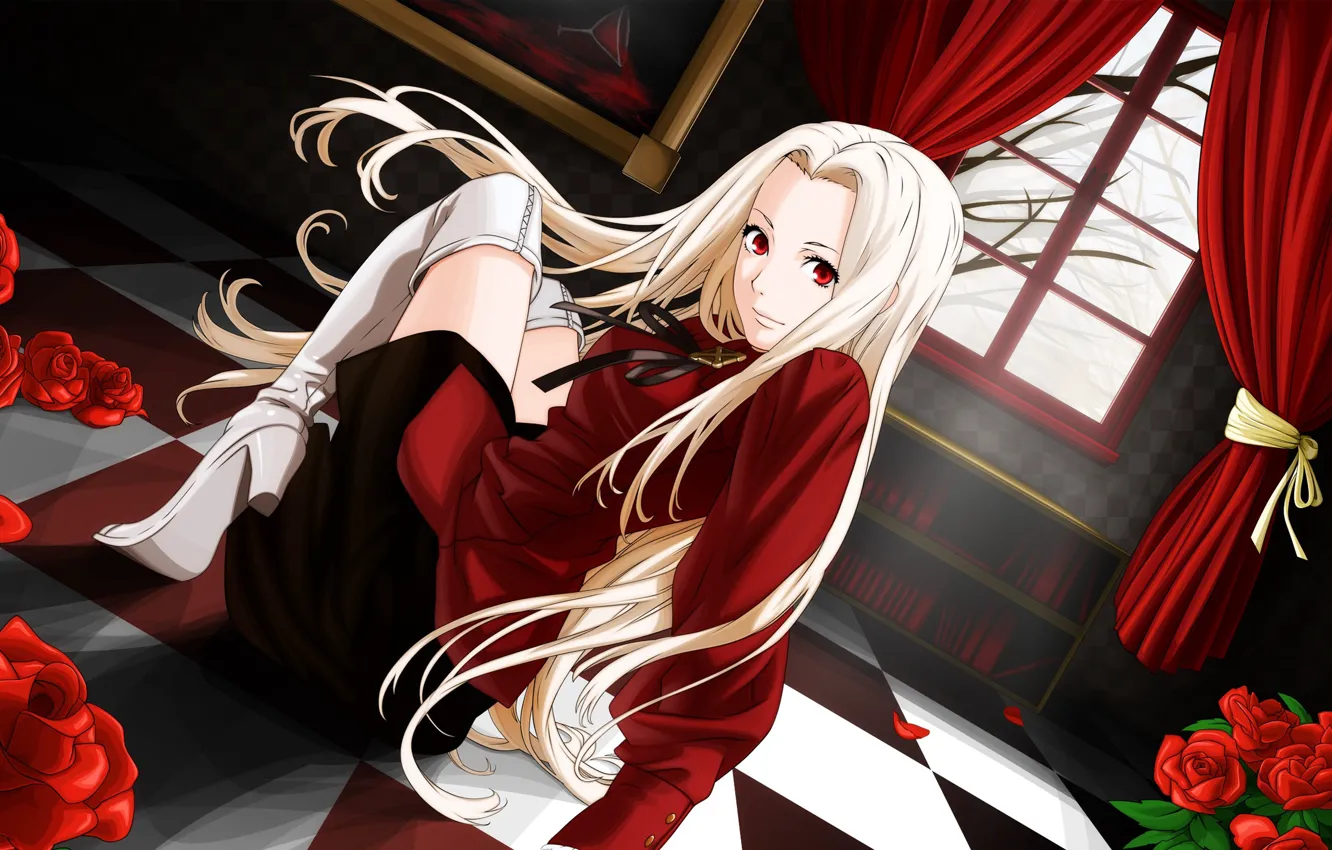 Photo wallpaper girl, roses, red, Fate stay night, Fate / Stay Night