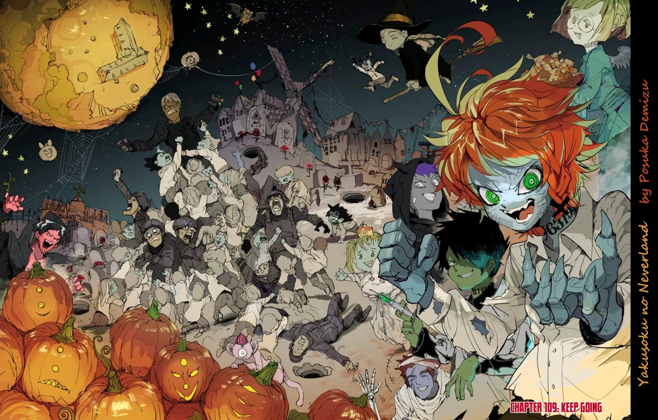 Photo wallpaper zombies, werewolf, emma, halloween, madness, pumpkins, ray, mummy