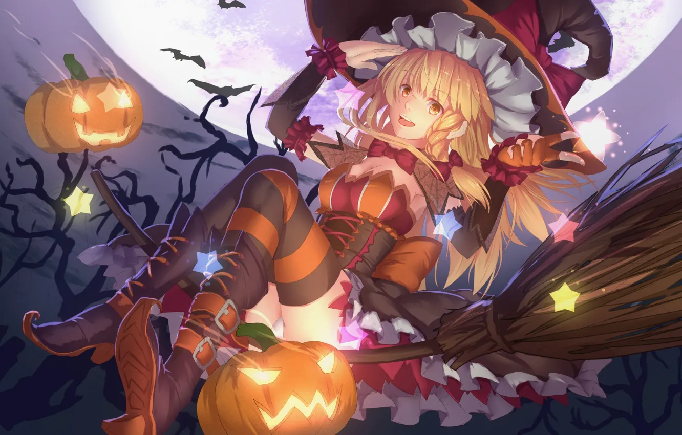 Photo wallpaper kawaii, Halloween, hat, anime, manga, witch, oppai, bishojo