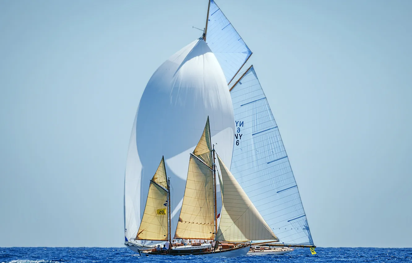 Photo wallpaper sea, sailboat, regatta
