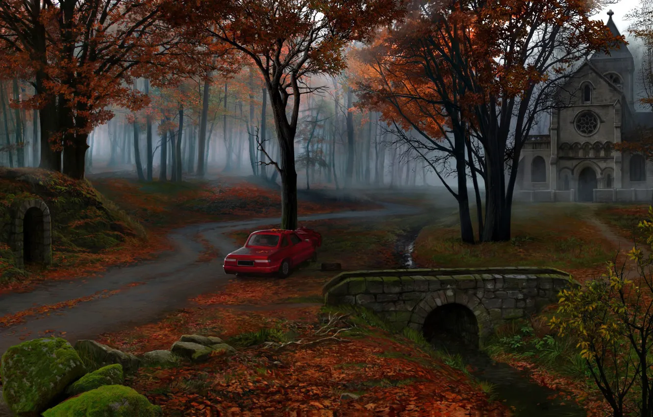 Photo wallpaper machine, forest, Park, castle, the game, art, environment, Olga Antonenko