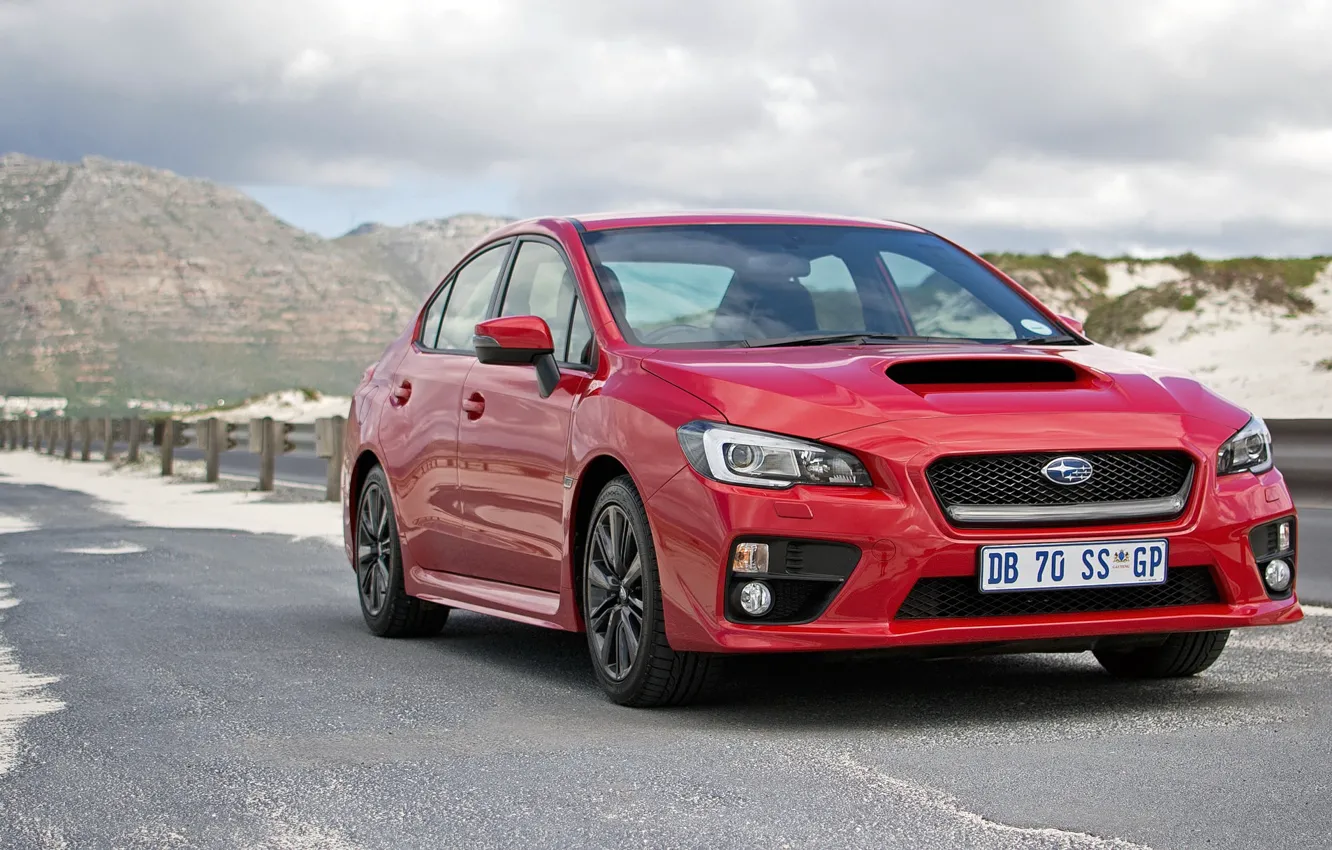 Photo wallpaper Subaru, WRX, Red, Road