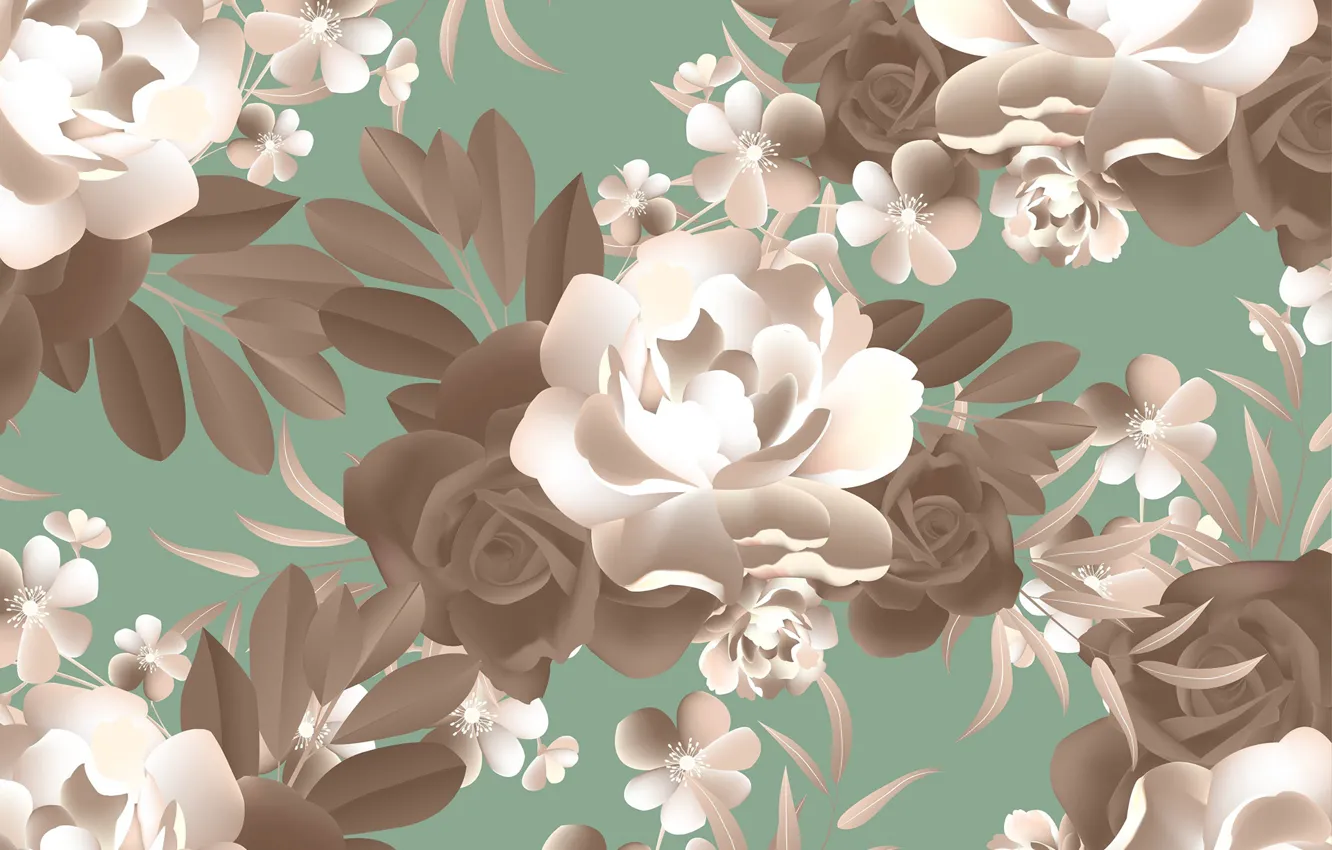 Photo wallpaper flowers, background, pattern, roses, texture