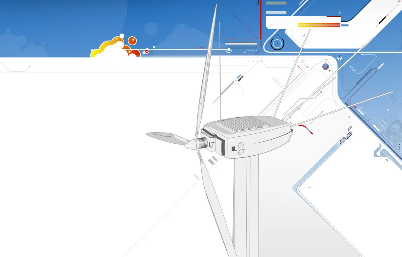 Photo wallpaper minimalism, vector, windmills