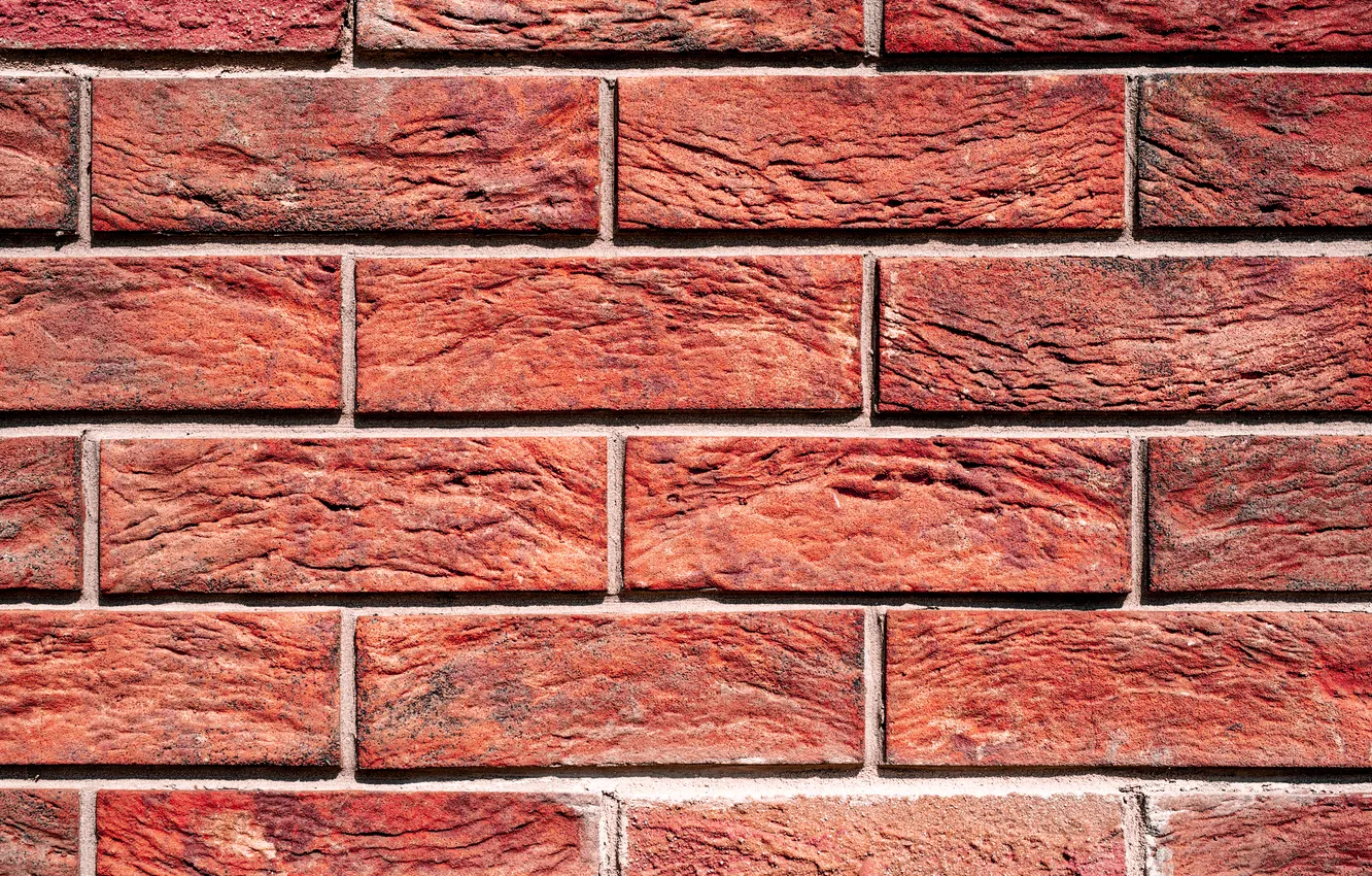 Photo wallpaper red, wall, bricks, pattern