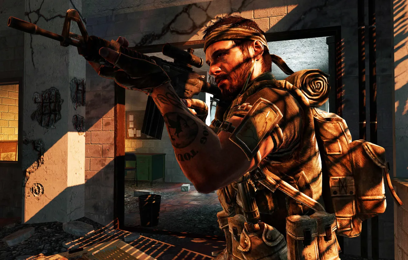 Photo wallpaper weapons, the game, headband, call of duty, partner, the slums, call of duty black ops