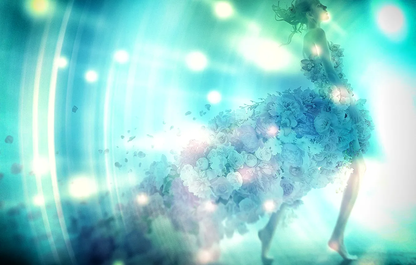 Photo wallpaper girl, light, flowers, Shine, beautiful, light, girl, flowers