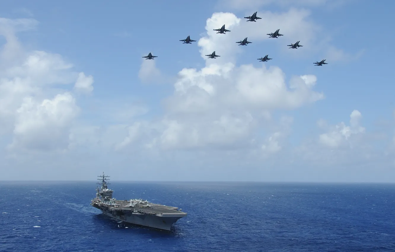 Photo wallpaper The ocean, dal, The carrier, carrier-based fighter