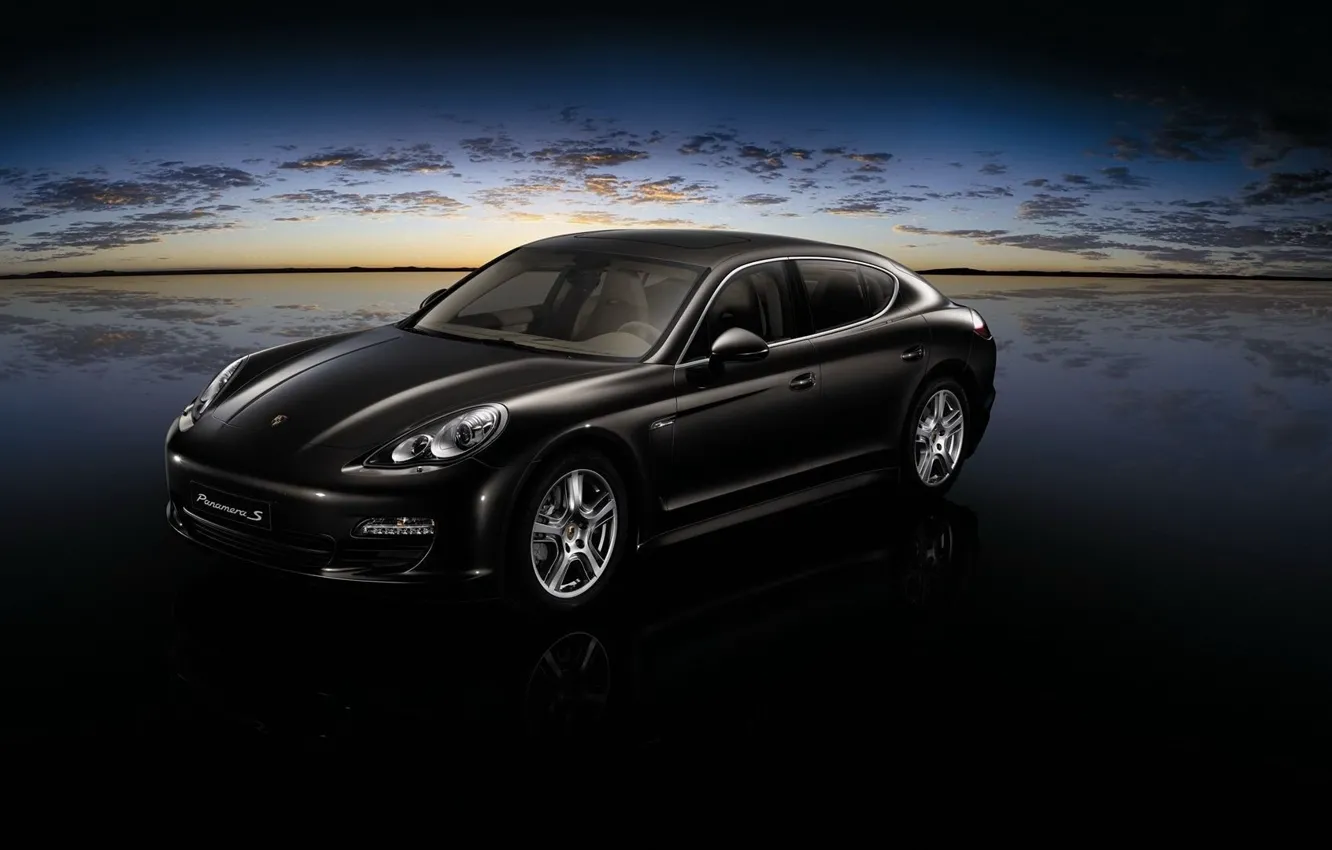 Photo wallpaper black, Porsche, composition, Panamera