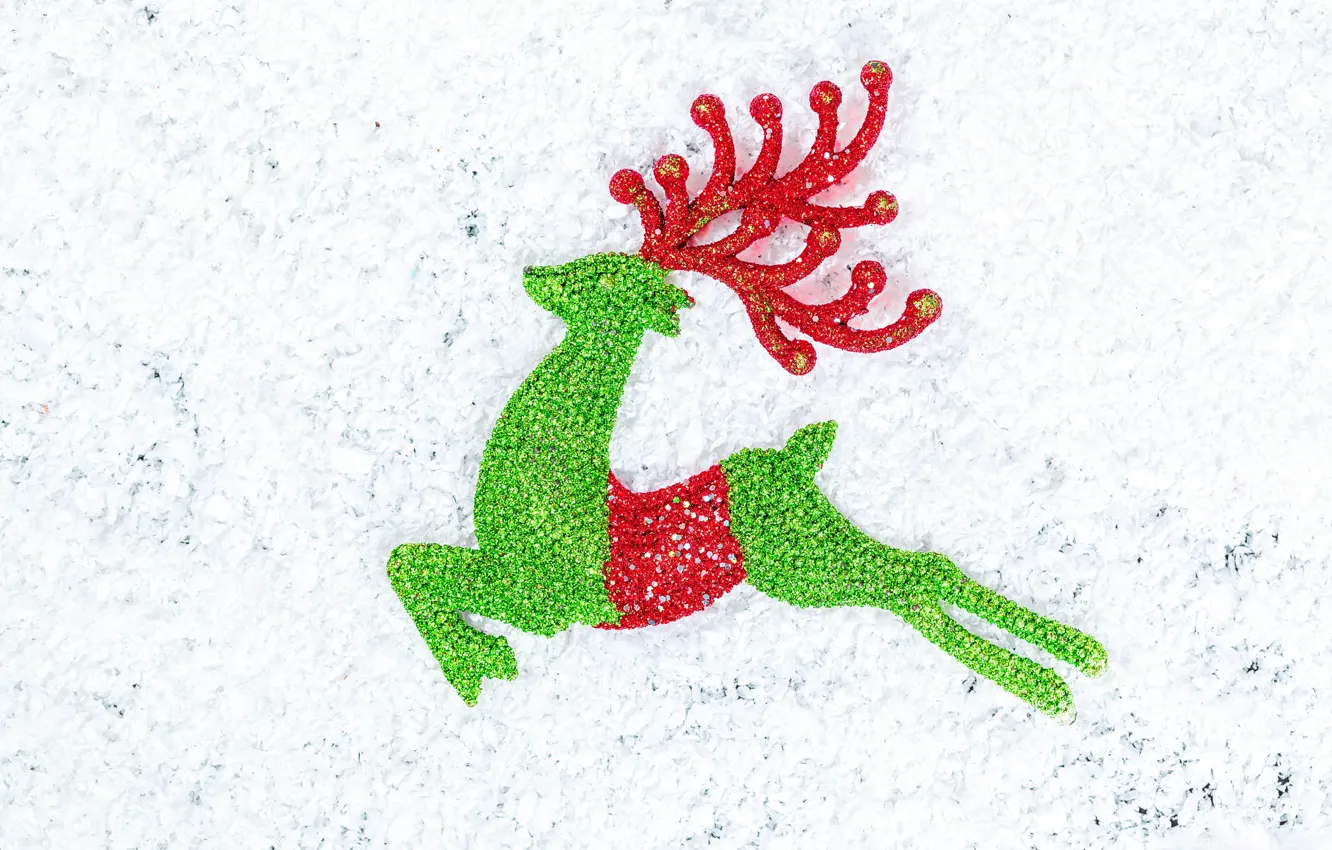 Photo wallpaper snow, deer, decoration