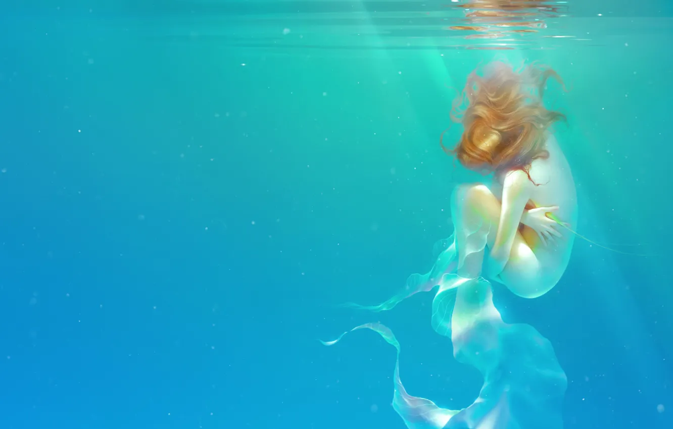 Photo wallpaper water, girl, mermaid