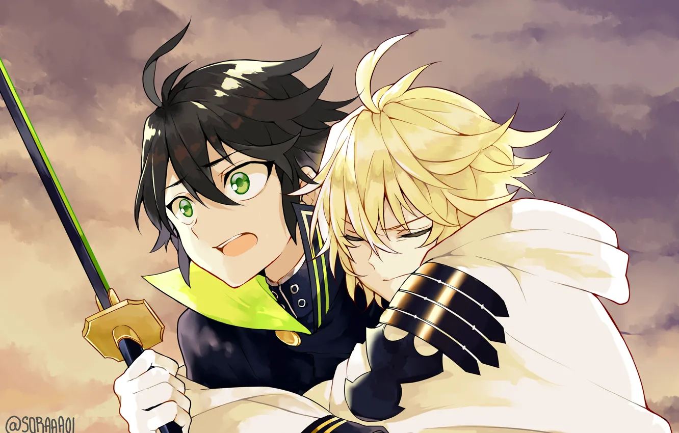 Photo wallpaper sword, anime, art, guys, Mika, shock, Owari no Seraph, The last Seraphim