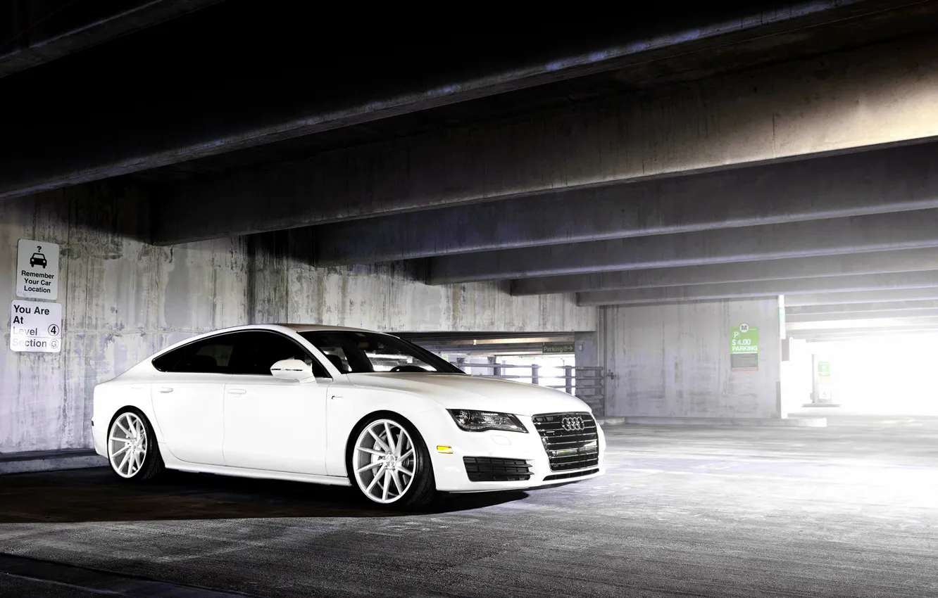 Photo wallpaper Audi, Audi, white, wheels, vossen, frontside