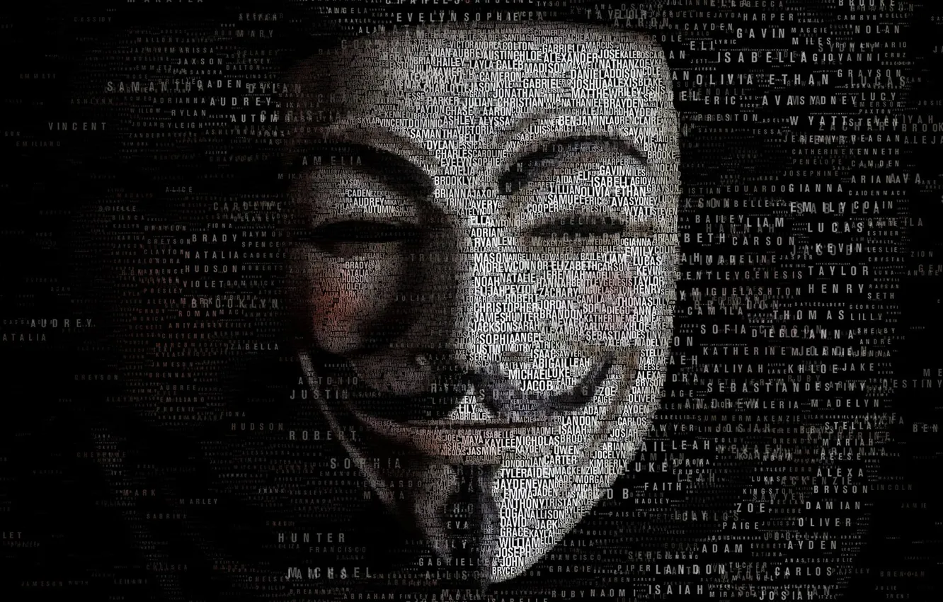 Photo wallpaper background, mask, Anonymous, Typography