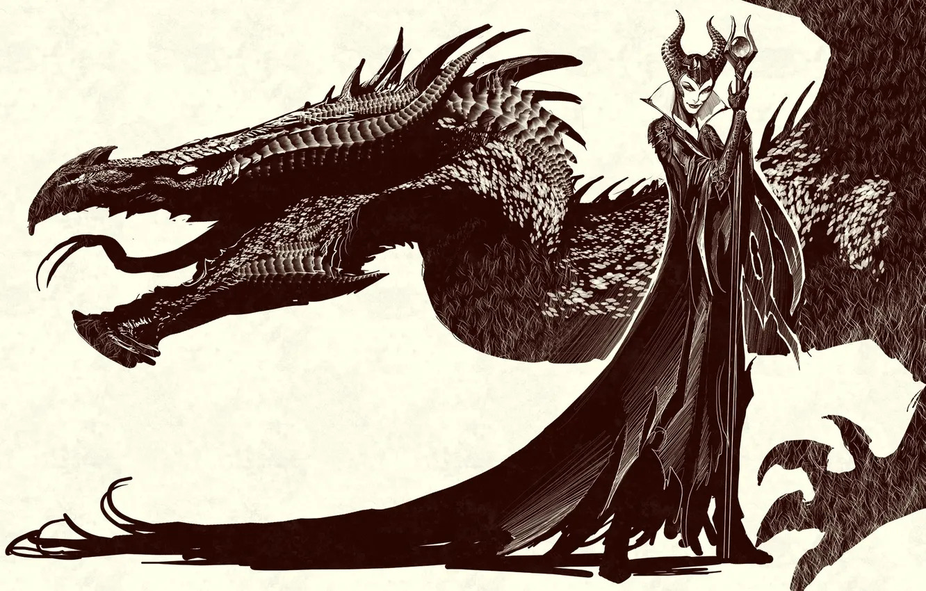 Photo wallpaper fiction, dragon, the witch, Queen, Maleficent, Maleficent